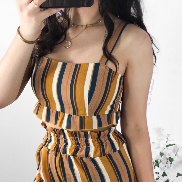 ❤️SALE❤️ Honey Love striped two piece culottes set - Picture 3 of 4